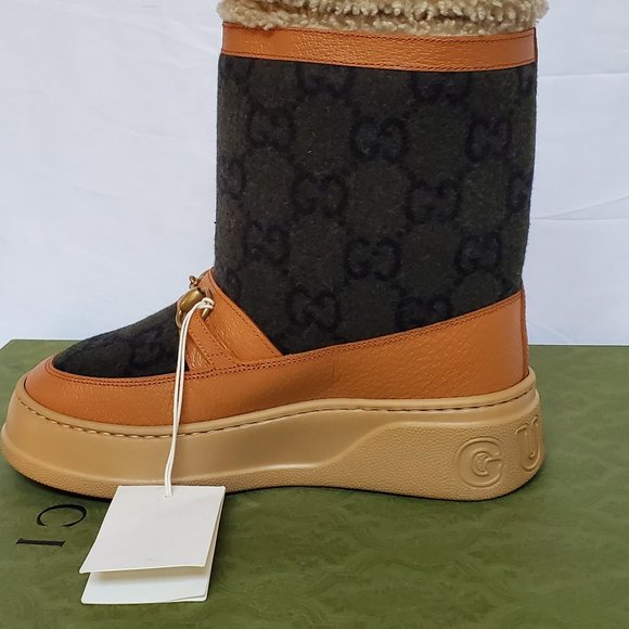NIB Gucci GG wool shearling-lined horsebit snow boots- IT 36 US 6 - Picture 3 of 14